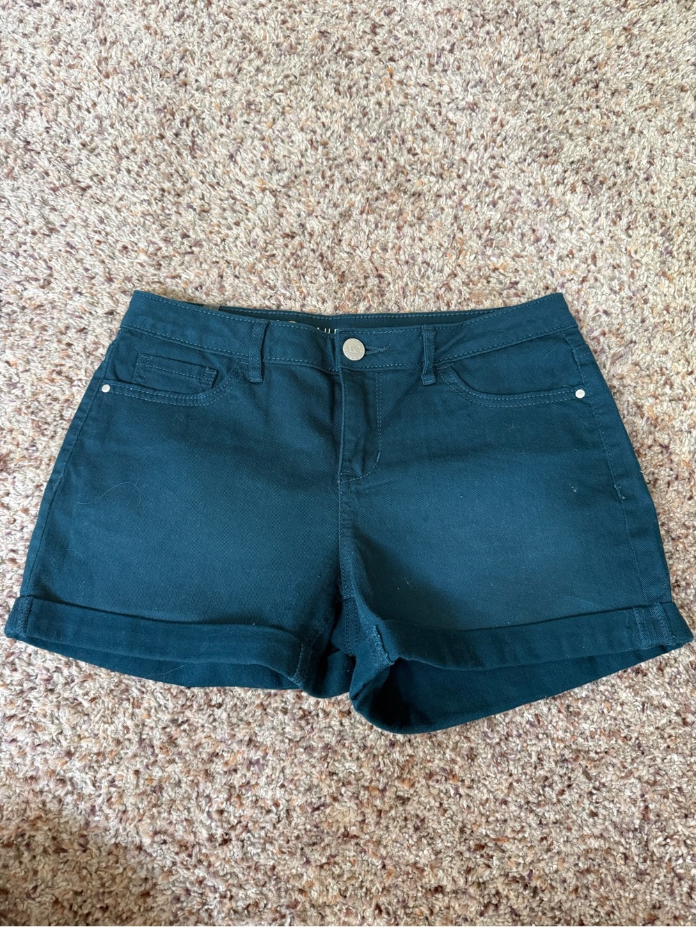 LC Lauren Conrad Black Roll-Cuff Jean Shorts